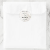 Moderne minimale botanische bruiloft ronde sticker (Tas)