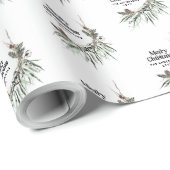 Moderne minimale botanische Kerstmis elegant Cadeaupapier (Rol Hoek)