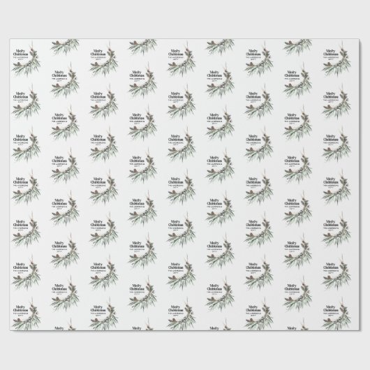 Moderne minimale botanische Kerstmis elegant Cadeaupapier (Vlak)