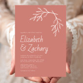 Moderne minimale botanische terracotta bruiloft kaart