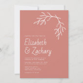 Moderne minimale botanische terracotta bruiloft kaart (Voorkant)