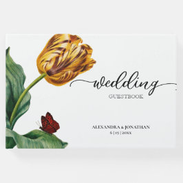 Moderne minimale botanische tulp bruiloft gastenboek