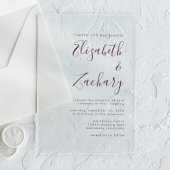 Moderne minimale Bourgondische script bruiloft Acryl Uitnodigingen