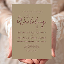 Moderne minimale Bourgondische Script Gouden bruil