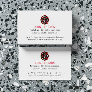 Moderne minimale brandweerman   Fire Inspector Whi Visitekaartje