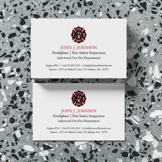Moderne minimale brandweerman | Fire Inspector Whi Visitekaartje