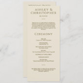 Moderne minimale brons & goud bruiloft ceremonie programmakaart (Voorkant / Achterkant)
