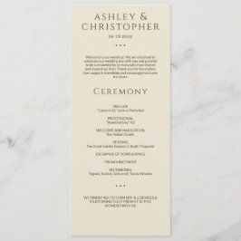 Moderne minimale brons & goud bruiloft ceremonie programmakaart