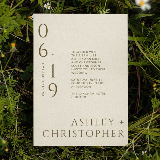 Moderne minimale brons & goud split date bruiloft kaart