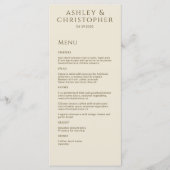Moderne minimale bronzen & gouden bruiloft recepti menu (Voorkant)