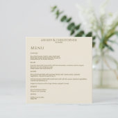 Moderne minimale bronzen & gouden bruiloft recepti menu (Staand voorkant)