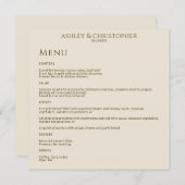 Moderne minimale bronzen & gouden bruiloft recepti menu (Voorkant / Achterkant)