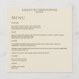 Moderne minimale bronzen & gouden bruiloft recepti menu