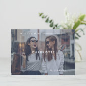 Moderne minimale bruidsmeisje voorstel volledige f aankondiging (Staand voorkant)