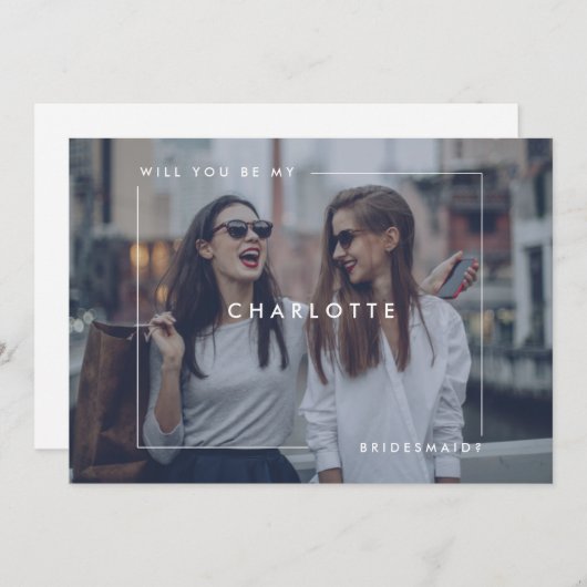 Moderne minimale bruidsmeisje voorstel volledige f aankondiging (Voorkant / Achterkant)