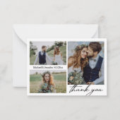 Moderne minimale bruiloft 3 foto's collage dank u notitiekaartje (Voorkant)