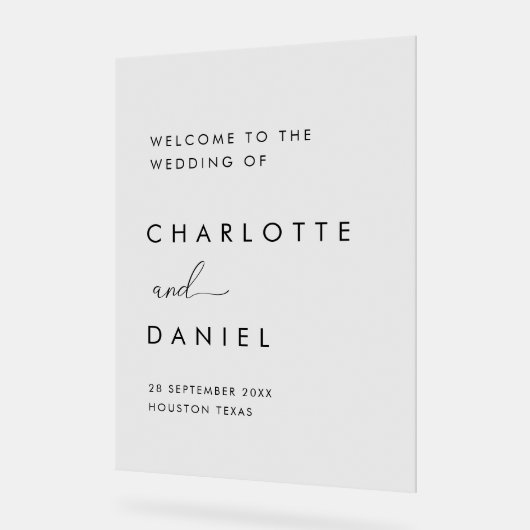 Moderne, minimale bruiloft acryl bord (Hoek)