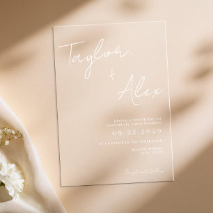 Moderne minimale bruiloft acryl uitnodigingen