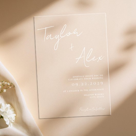 Moderne minimale bruiloft acryl uitnodigingen