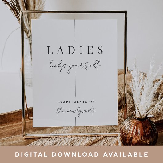 Moderne minimale bruiloft badkamer mand teken poster