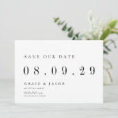 Moderne minimale bruiloft datum niet-foto save the date (Staand voorkant)