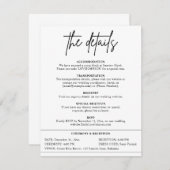 Moderne minimale bruiloft details informatiekaartje (Voorkant / Achterkant)