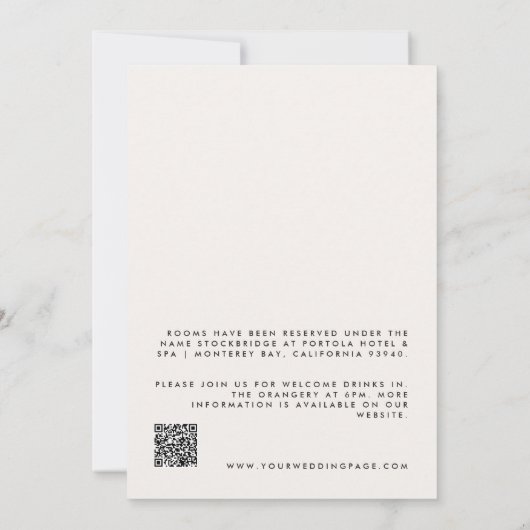 Moderne minimale bruiloft details QR-code Kaart (Achterkant)