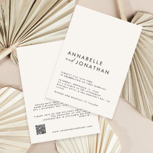 Moderne minimale bruiloft details QR-code Kaart