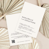 Moderne minimale bruiloft details QR-code Kaart