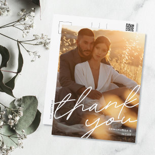 Moderne, minimale bruiloft foto bedankt voor je ka briefkaart