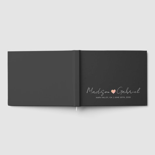 Moderne minimale bruiloft houtskool grijs bruiloft gastenboek (Volledig)
