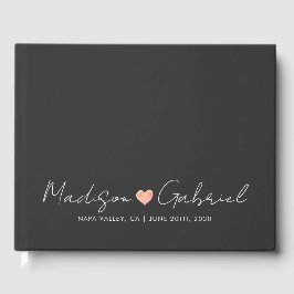 Moderne minimale bruiloft houtskool grijs bruiloft gastenboek