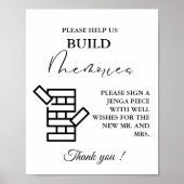 Moderne minimale bruiloft Jenga spel gastenboek te Poster (Voorkant)