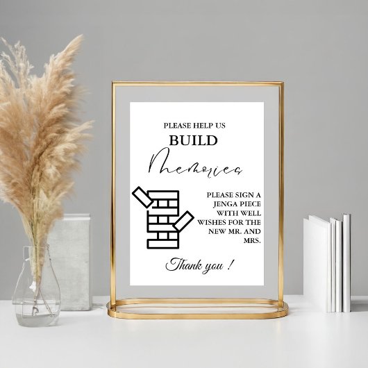 Moderne minimale bruiloft Jenga spel gastenboek te Poster
