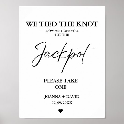 Moderne minimale bruiloft loterij ticket gunsten t poster (Voorkant)