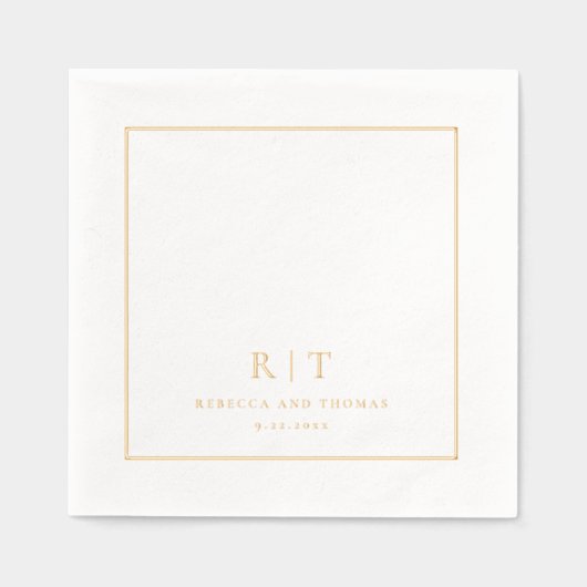 Moderne minimale bruiloft monogram folie servetten (Voorkant)