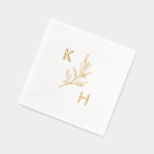 Moderne Minimale bruiloft Monogram Groene Bladeren Folie Servetten (Links)