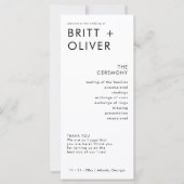 Moderne minimale bruiloft programma volgorde van e (Voorkant)