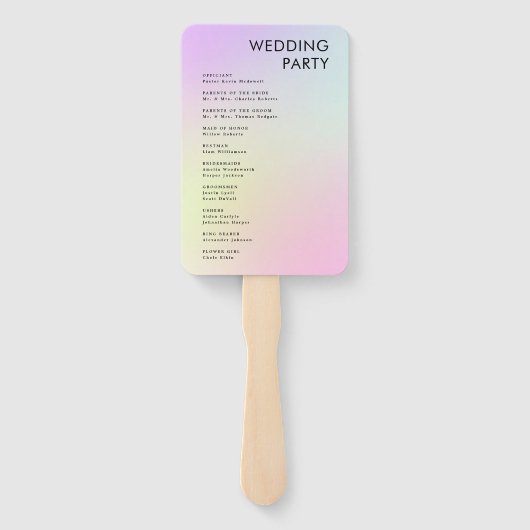 Moderne minimale bruiloft programma volgorde van e handwaaier (Achterkant)