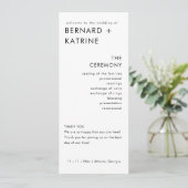 Moderne minimale bruiloft programma volgorde van e programmakaart (Staand voorkant)