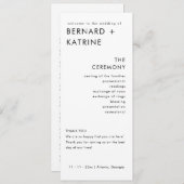 Moderne minimale bruiloft programma volgorde van e programmakaart (Voorkant / Achterkant)