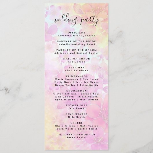 Moderne minimale bruiloft programma volgorde van e programmakaart (Achterkant)