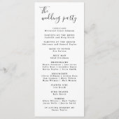 Moderne minimale bruiloft programma volgorde van e programmakaart (Achterkant)