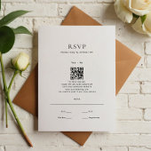 Moderne minimale bruiloft QR-code RSVP Kaartje