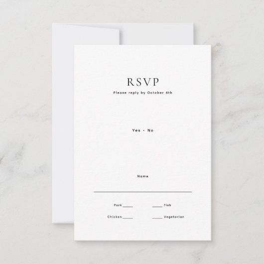 Moderne minimale bruiloft RSVP kaartje (Voorkant)