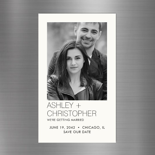 Moderne minimale bruiloft Save-the-Date Fotomagnee