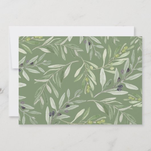 Moderne, minimale bruiloft van de foto van olijfbl aankondiging (Achterkant)