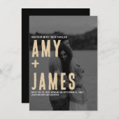 Moderne minimale bruiloft van uw foto- en QR-code Kaart (Voorkant / Achterkant)