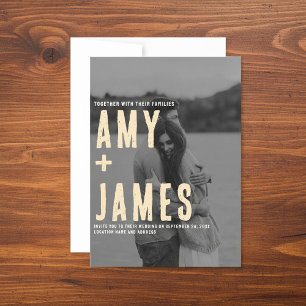 Moderne minimale bruiloft van uw foto- en QR-code Kaart