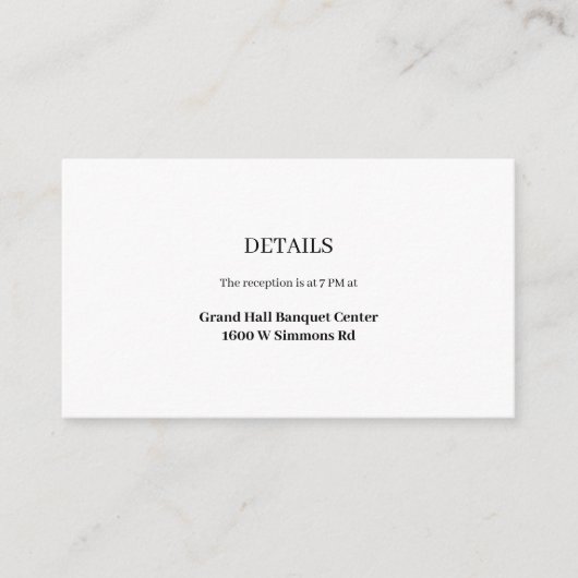 Moderne, minimale bruiloft - Versluitingskaart Informatiekaartje (Voorkant)